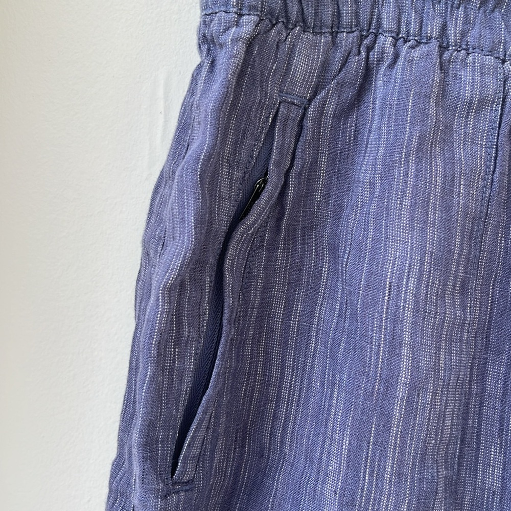 Athleta Cabo Linen Textured Blue Wide Leg Pants - Picture 7 of 14